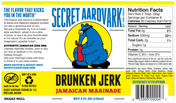 Drunken Jerk Marinade sauce label