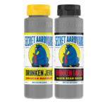 Bottle of Drunken Jerk Jamaican Marinade and Drunken Garlic Black Bean Sauce.