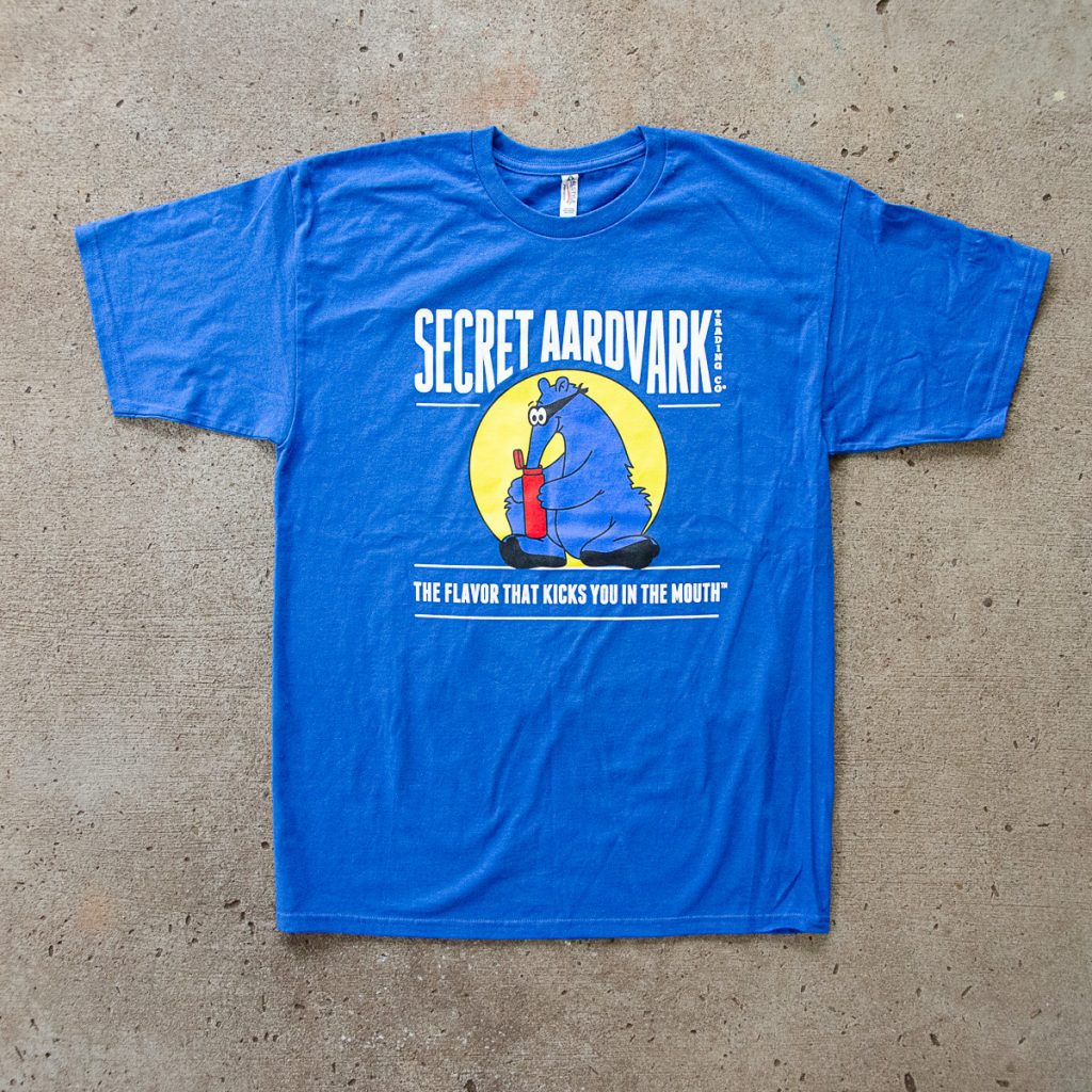 blue secret aardvark t-shirt
