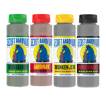 Fabulous Foursome combo: a bottle of Drunken Garlic, Drunken Jerk, Aardvark habanero, and Serrabanero
