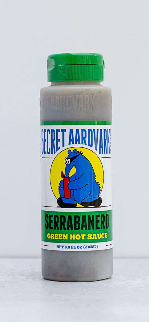 Secret Aardvark Serrabanero Green Hot Sauce bottle