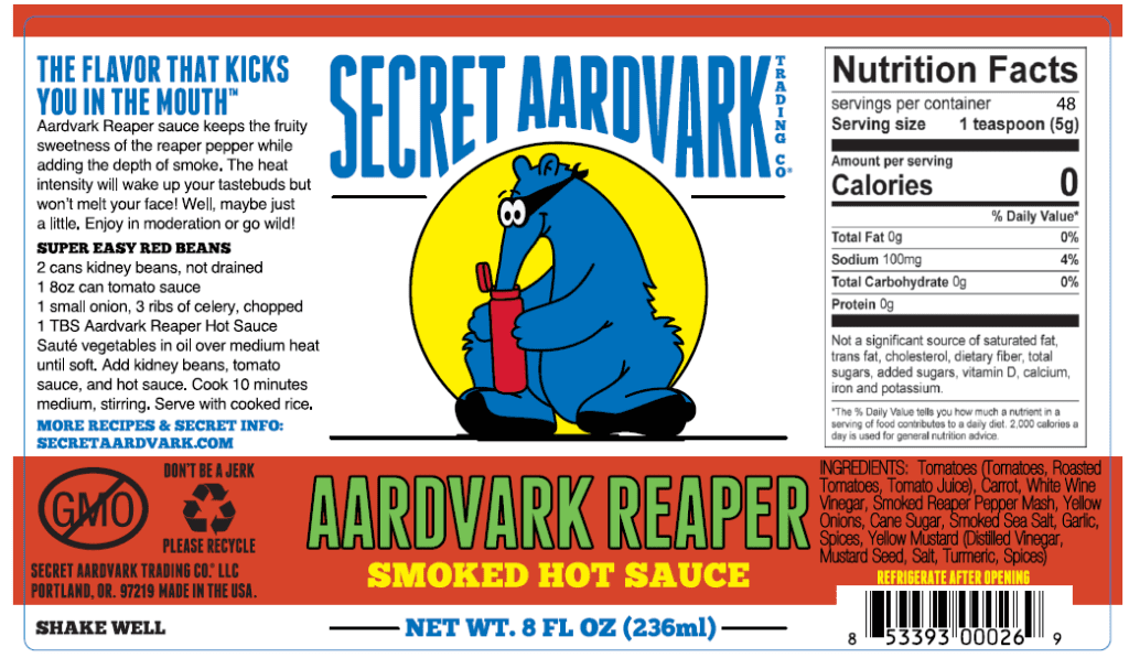 Aardvark Reaper Smoked Hot Sauce.