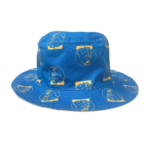 Blue aardvark bucket hat with yellow aardvark logo