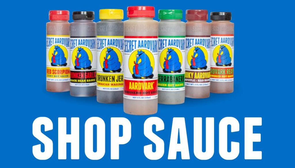 Shop Sauce icon with image of all seven Secret Aardvark sauces.